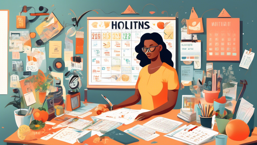 A detailed illustration of a person standing at a bright, organized desk with a vision board, calendar, and checklist, surrounded by symbols of various hab