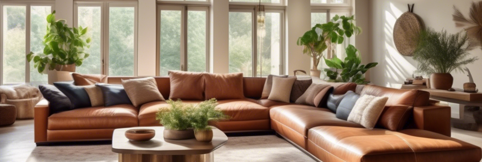 A cozy, stylish living room with a variety of different sofas arranged in a showroom-like setting. Each sofa has distinct design features, colors, and mate